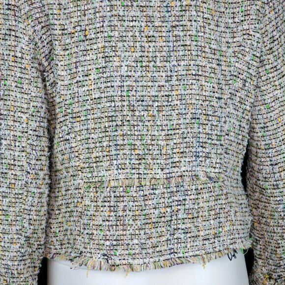 MILLY Fringe Tweed Frayed Blazer Career Jacket - Picture 5 of 7